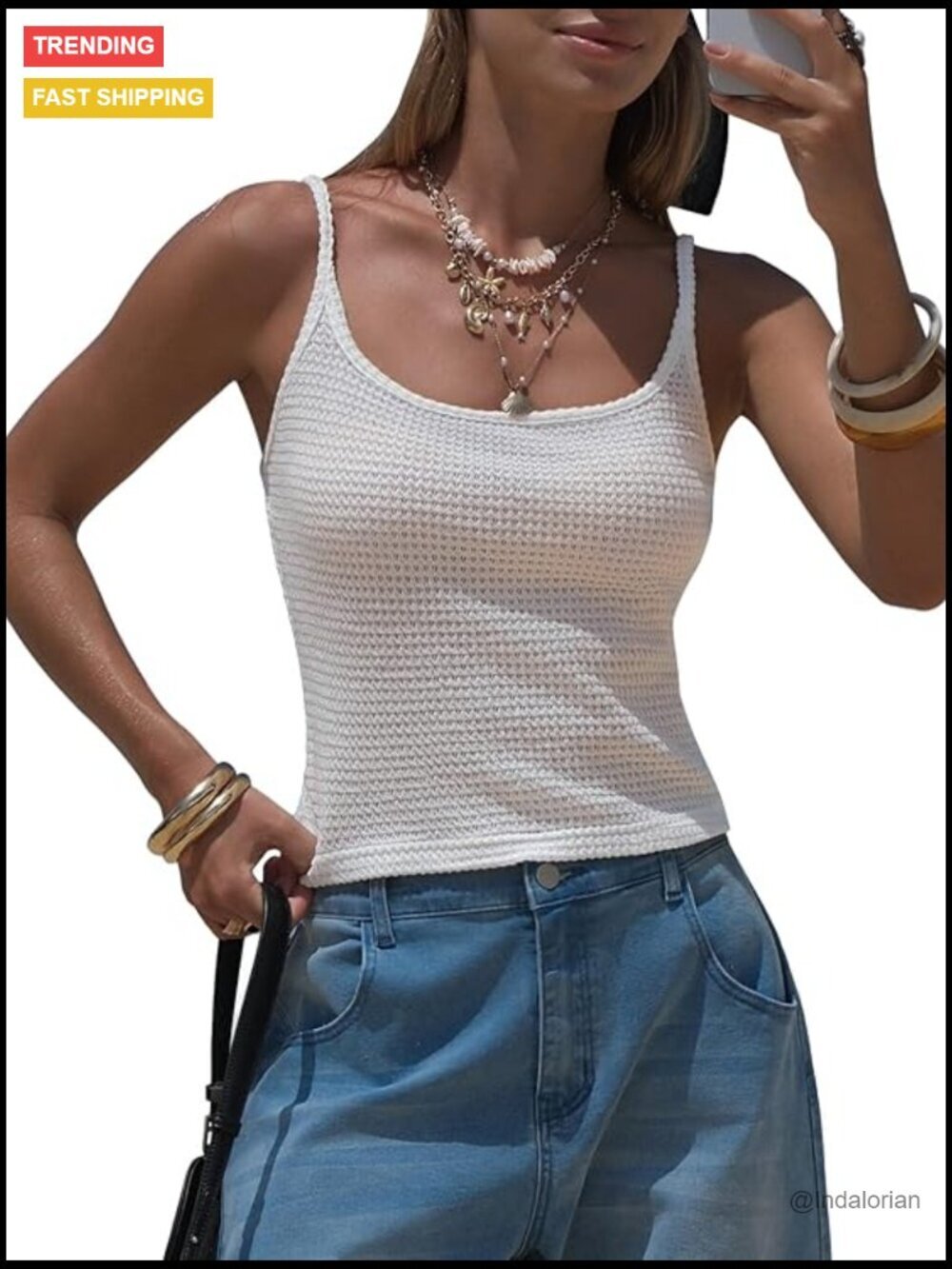 Crochet Crop Top Sleeveless Spaghetti Strap Tank Cami Knit Y2K Boho Resort